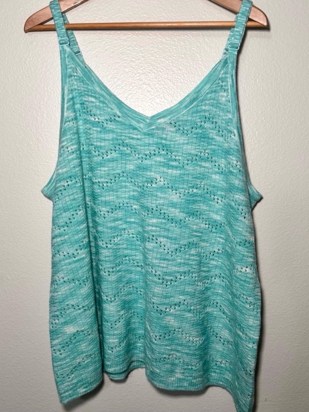 Torrid Seafoam Teal Knit Cami Size 3 Chevron Swing Tank Adjustable Straps